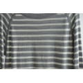 Ladies Round Neck Striped Pullover Knit Sweater